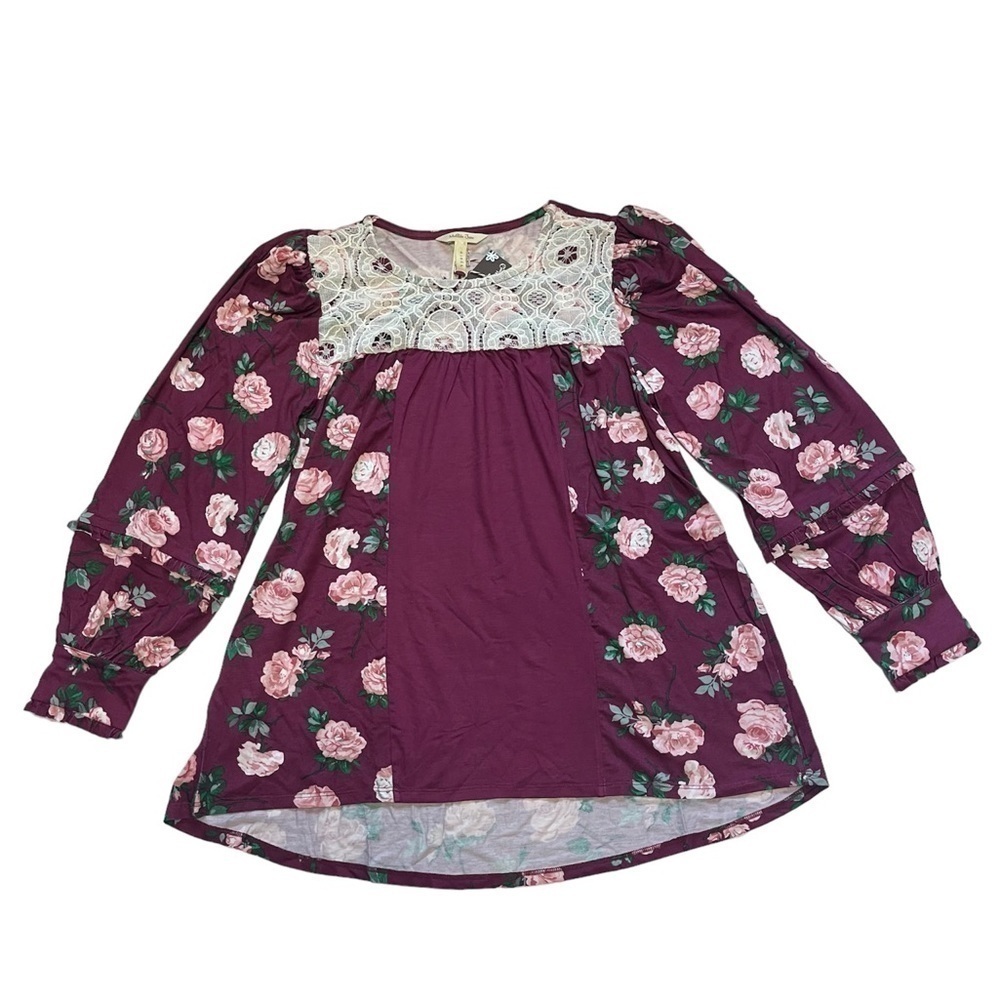 NEW Matilda Jane Fuchsia Heart to Heart Sweet Rosebud Floral Blouse US S